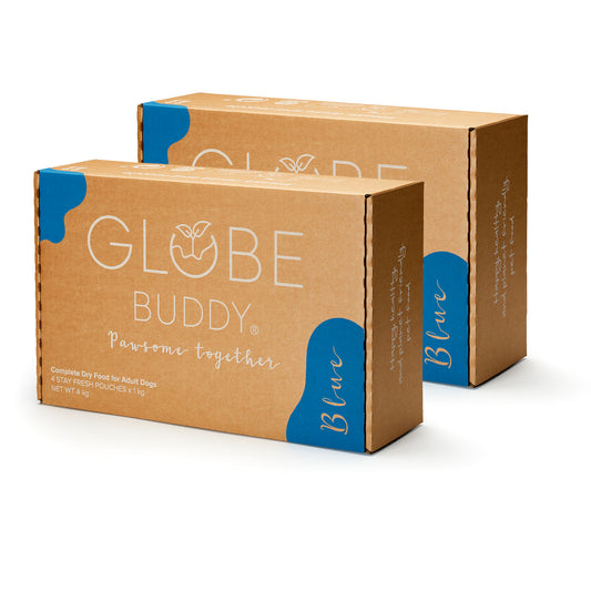 Globe Buddy Blue, dansk premium fuldfoder med laks, 8 kg (2 kasser a 4 kg), spar 15 %