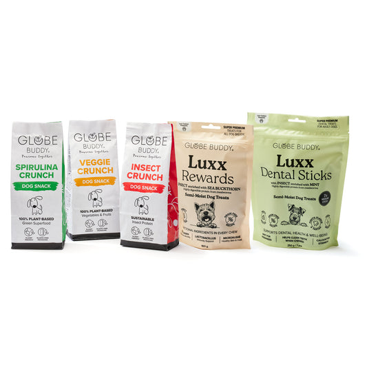 Treats Taster Pack, prøv vores forskellige godbidder og find din hunds favoritter, 1 pose af hver, spar 10 %