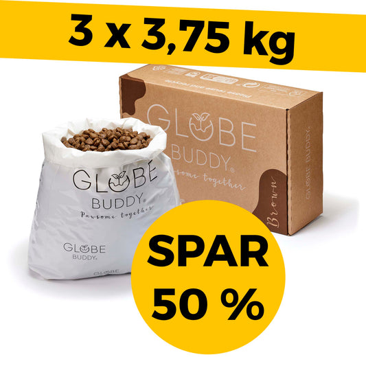 ONLINE LAGERSALG! KØB 3 STK. I SAMPAK! Globe Buddy Brown, super premium fuldfoder med insektprotein. SPAR 50 %