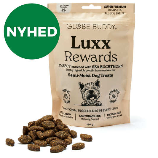 Globe Buddy Luxx Rewards, bløde snacks, insektprotein og havtorn, 150 g