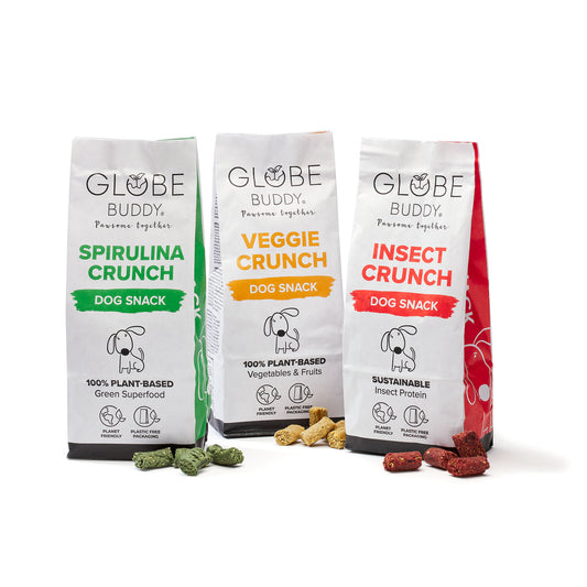Globe Buddy Crunch. Bæredygtig og naturlig snack til voksne hunde.